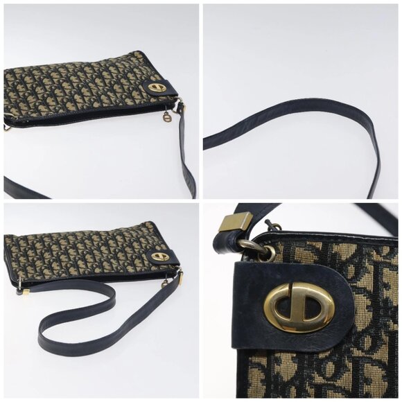 Christian Dior Trotter Canvas Shoulder Bag Navy Gold Auth 126267 - Picture 16 of 16
